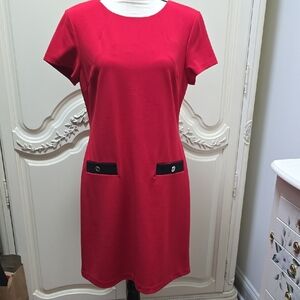 TOMMY HILFIGER Red Dress with Black Details